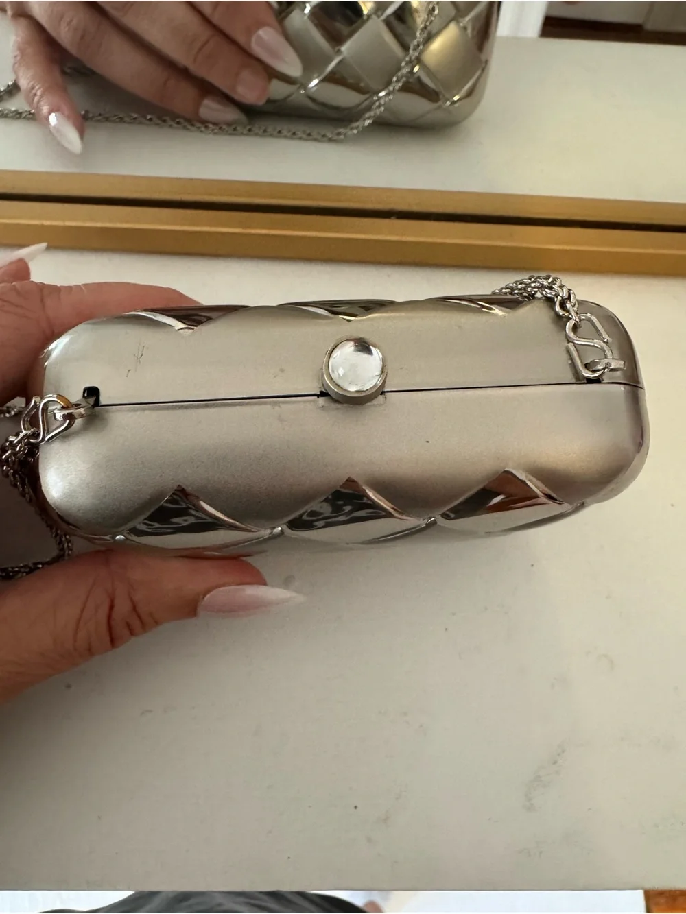 Vintage La Regale Silver Micro Metallic Crossbody Clutch